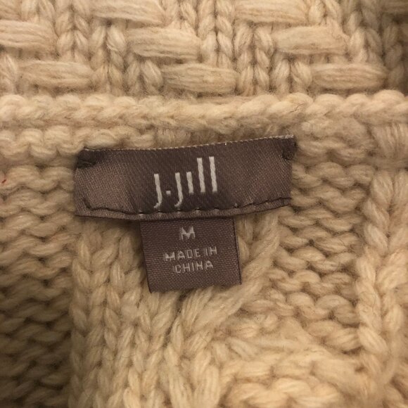 🌟 J. Jill Chunky Cable Knit Shawl Collar Cardigan – Size M 🌟 - Picture 9 of 13